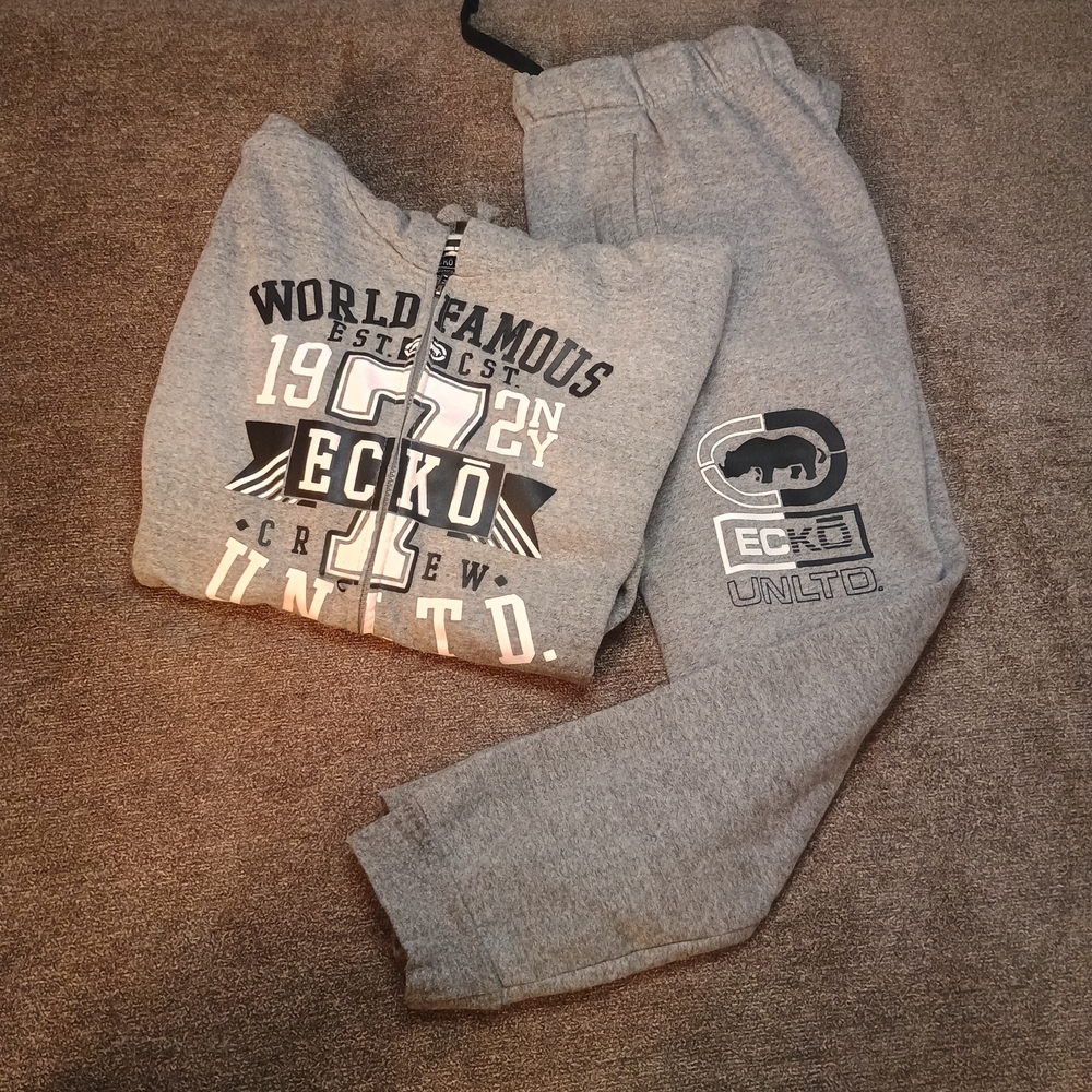 Ecko Unlimited Men's Gray Zip-Up Hoodie